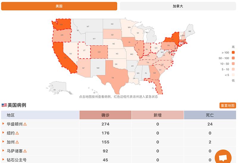 疫情最新实时情况美国
